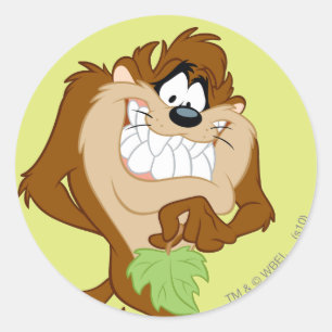 TAZ™ holding a leaf Classic Round Sticker
