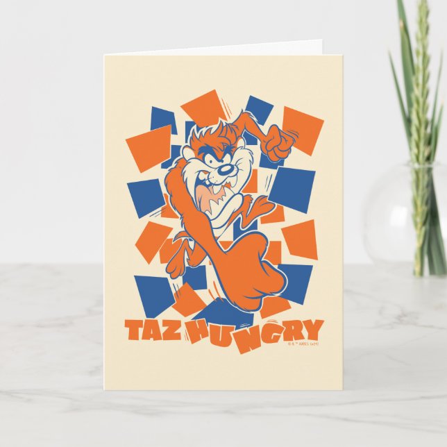 TAZ™ Hungry Smashing Through Chequered Card (Front)