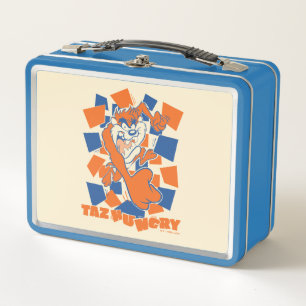TAZ™ Hungry Smashing Through Chequered Metal Lunch Box