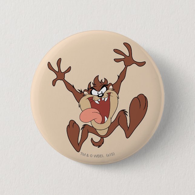 TAZ™ Leaping 6 Cm Round Badge (Front)