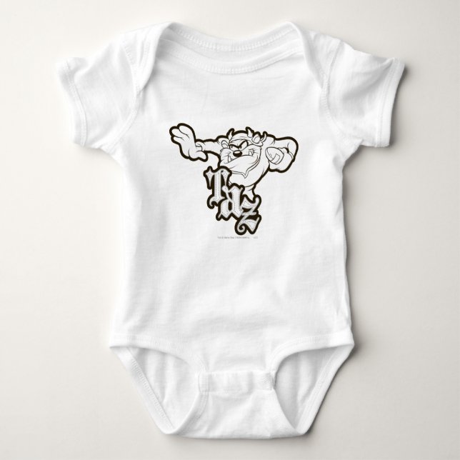 TAZ™ One Arm Stuff B/W Baby Bodysuit (Front)