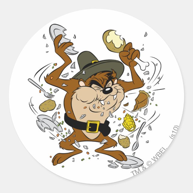 TAZ™ Ploughing Down Classic Round Sticker (Front)