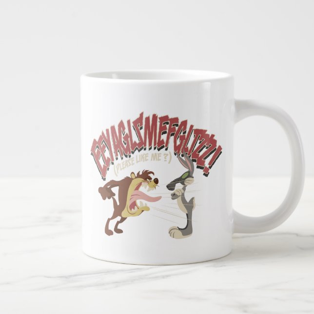 TAZ™ Shouting at BUGS BUNNY™ "Please Like Me?" Large Coffee Mug (Right)