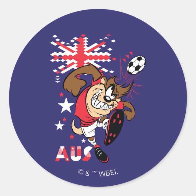 TAZ™ Team Australia Soccer Graphic Classic Round Sticker (Front)