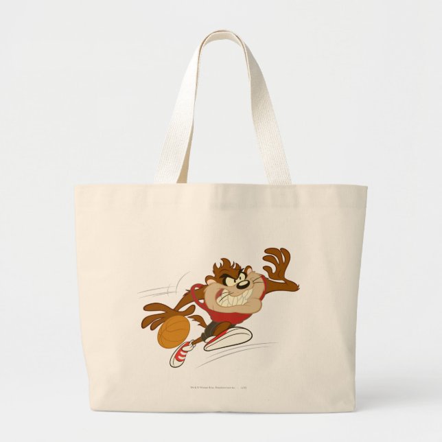 TAZ™ the Dribbling Cyclone Large Tote Bag (Front)