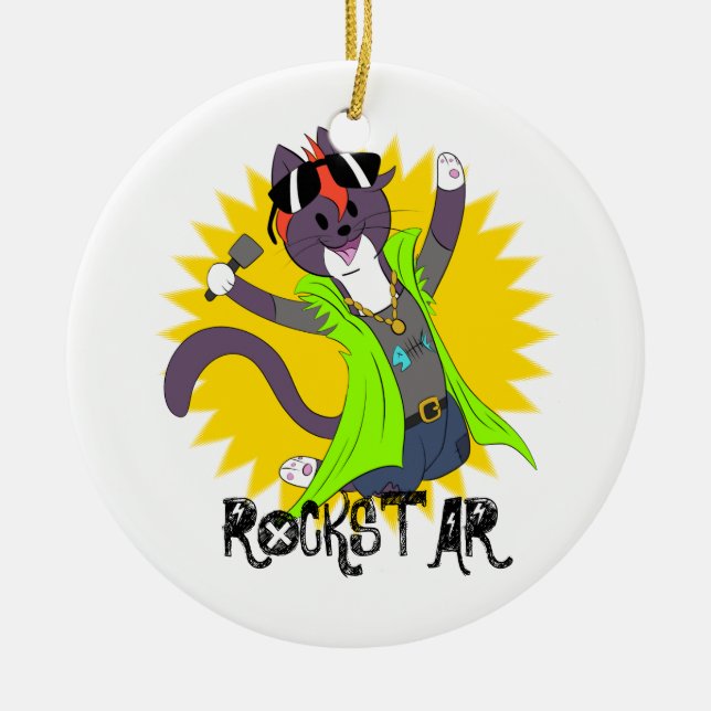 Taz the Rockstar Ceramic Tree Decoration (Front)