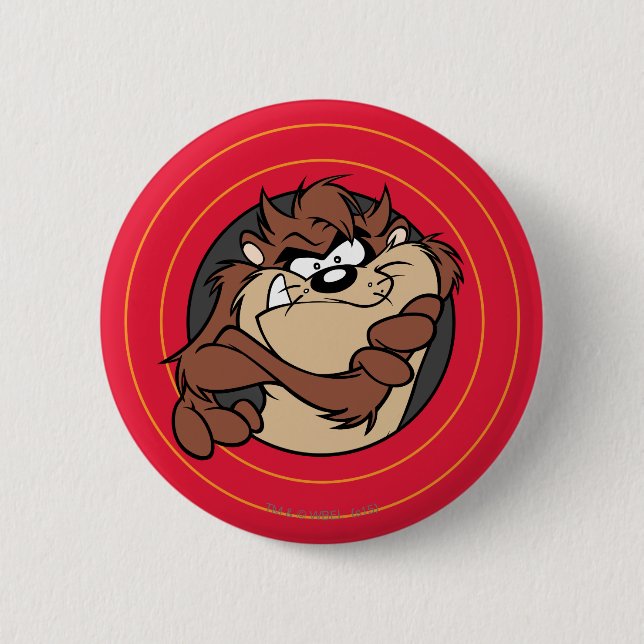 TAZ™ Through LOONEY TUNES™ Circles 6 Cm Round Badge (Front)