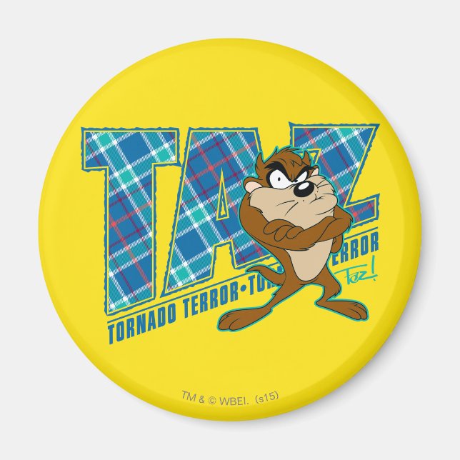 TAZ™ Tornado Terror Plaid Magnet (Front)