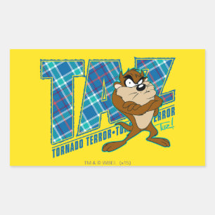 TAZ™ Tornado Terror Plaid Rectangular Sticker