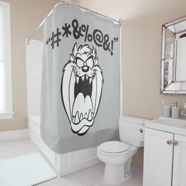 TAZ™ Yelling Expletives Shower Curtain (In Situ)