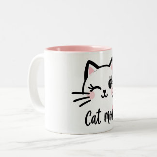 Taza Cat Mom Two-Tone Coffee Mug