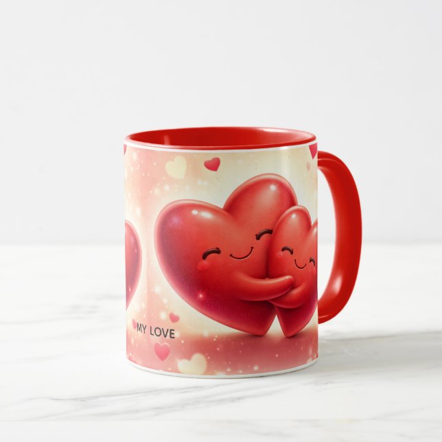 Taza Combo con Diseño de Corazones “My Love” | Reg Mug (Front Right)
