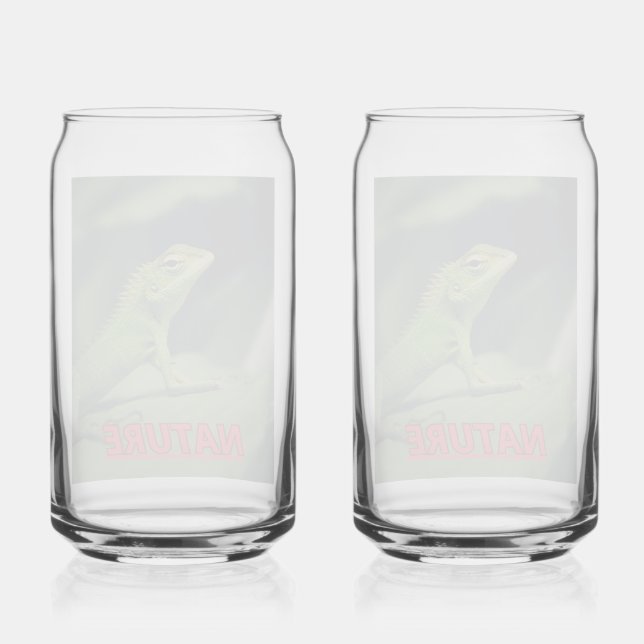 Taza con la foto de una iguana can glass (Back)
