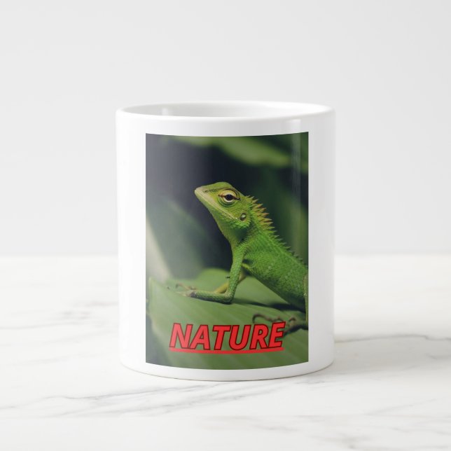Taza con la foto de una iguana  large coffee mug (Front)