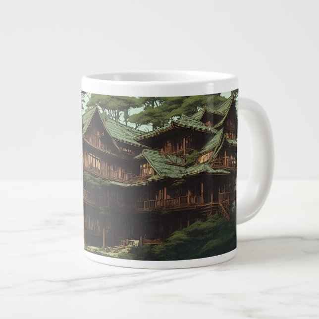Taza Jumbo fantasy house forest Large Coffee Mug (Front Right)