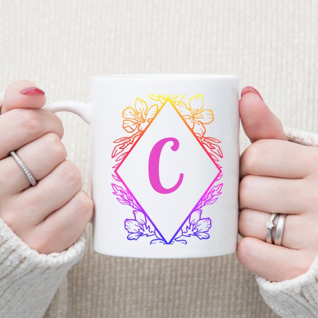Taza Monograma Botánico Diamante | Personalizada Coffee Mug (Creator Uploaded)