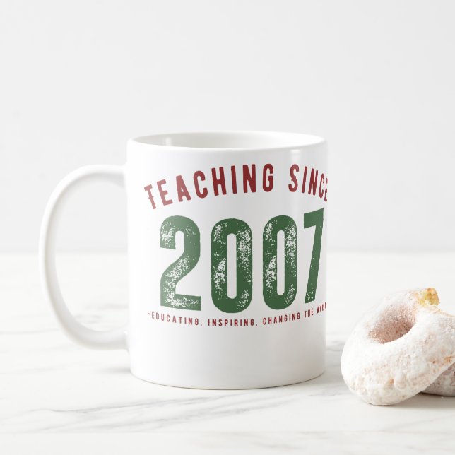 Taza para profesor | Teaching since 2007 Coffee Mug (With Donut)