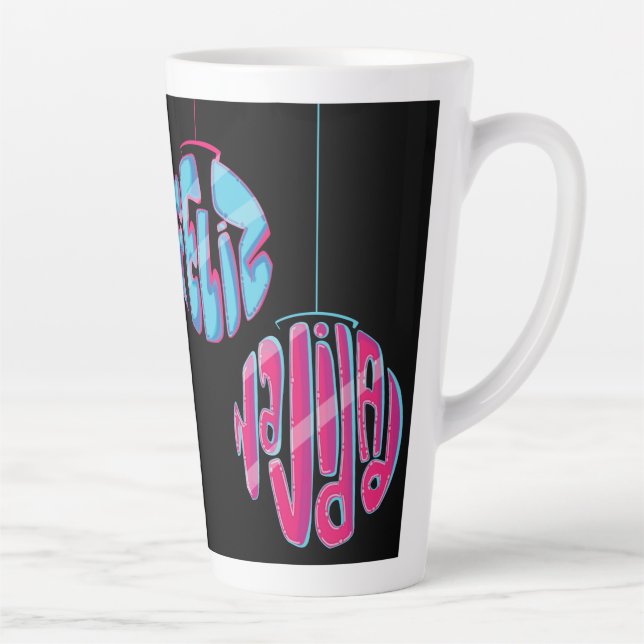 Tazas de café latte ilustración de "FELIZ NAVIDAD" Latte Mug (Right)