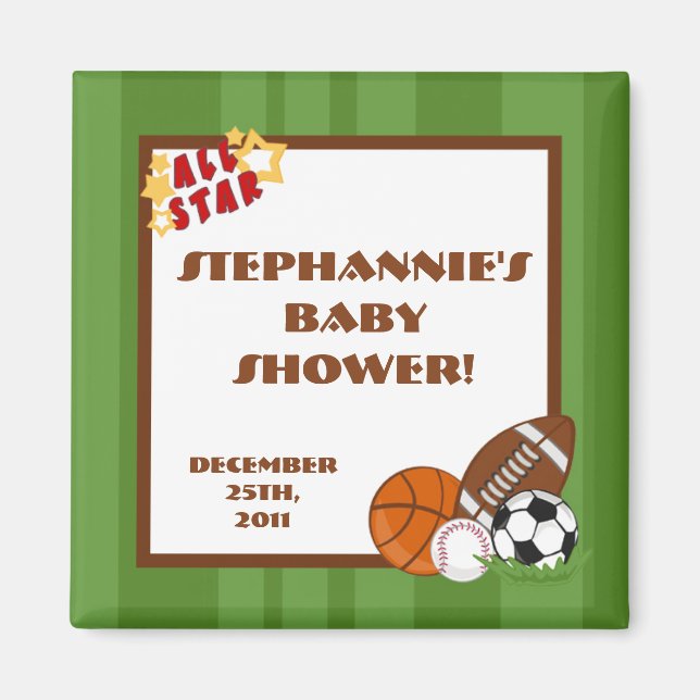 {TBA} 2"x2" All Star Green Party Favour Magnet (Front)