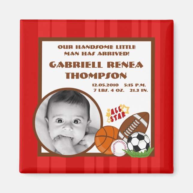 {TBA} 2"x2" All Star Red Announcement Magnet (Front)