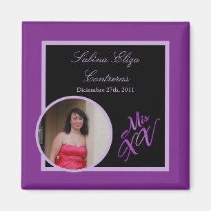 {TBA} 2"x2" Mis XV Purple Announcement Magnet