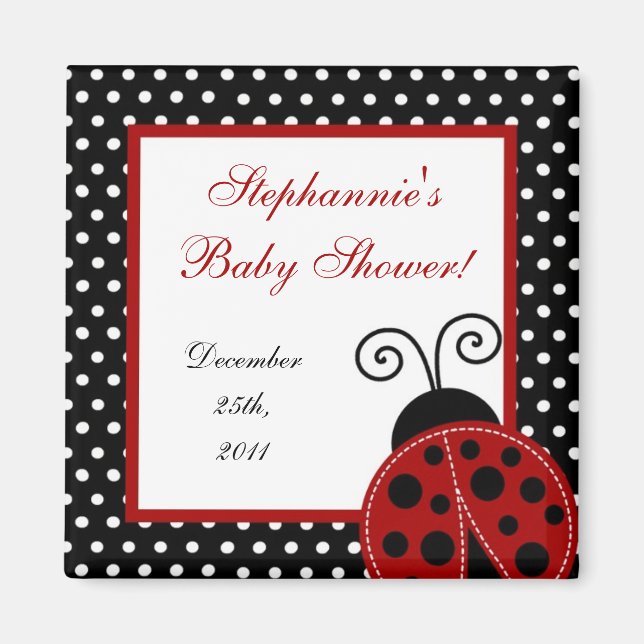 {TBA} 2"x2" Red Ladybug Party Favour Magnet (Front)