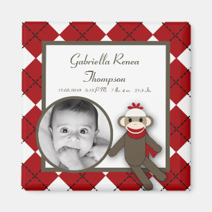 {TBA} 2"x2" Red Sock Monkey Announcement Magnet