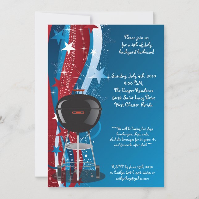 {TBA} 5x7 Fourth 4th of July Barbecue Invitation (Front)
