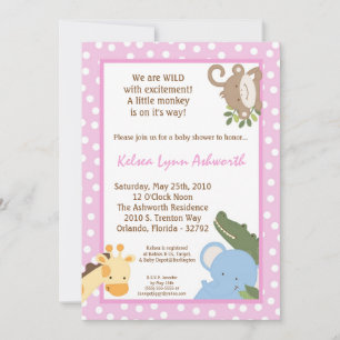 {TBA} 5x7 Safari Jungle Zoo Baby Shower Invitation