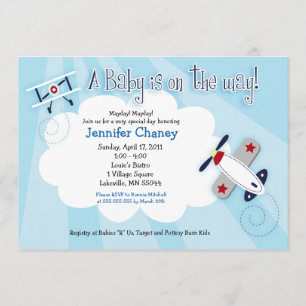 {TBA} AVIATOR Aeroplane 5x7 Baby Shower Invitation