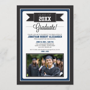 {TBA} Classic Graduation Party Invitation (navy)