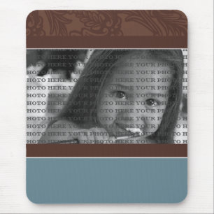 {TBA} Classy Chic Floral PHOTO template (teal) Mouse Pad