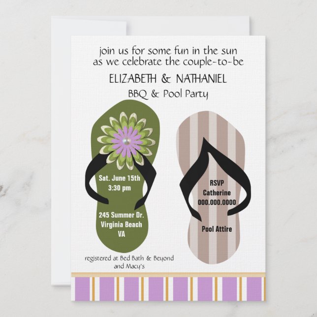 (TBA)Flippin Out Couples Wedding Shower Pool Party Invitation (Front)