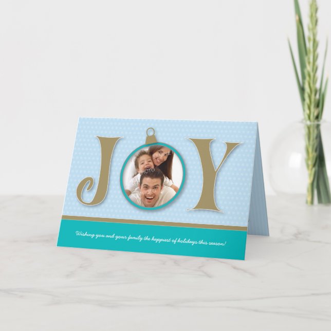 {TBA} Holiday Joy Family Holiday Card (aqua) (Front)