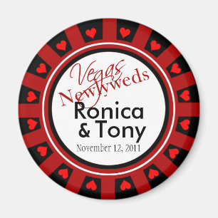 :::TBA::: Las Vegas Newlyweds Casino Chip Favour Magnet