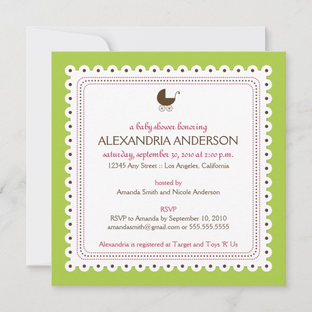 {TBA} Lime Precious Custom Baby Shower Invitation (Front)