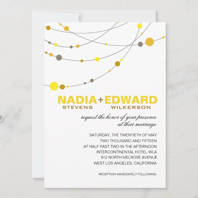 ::TBA:: Stylish Strands | white yellow Invitation (Front)