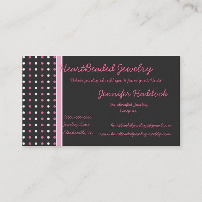 TBA WINNER Jewellery Artist Business Card (Front)