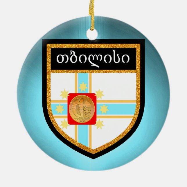 Tbilisi Flag Ceramic Tree Decoration (Back)