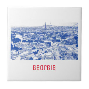 Tbilisi Georgia Cityscape Architecture Sketch Ceramic Tile