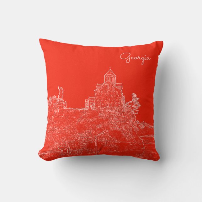 Tbilisi Georgia Cityscape Architecture Sketch Cushion (Front)