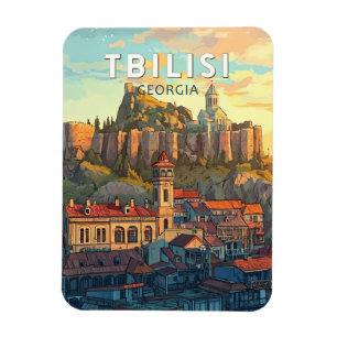 Tbilisi Georgia Illustration Travel Art Vintage Magnet