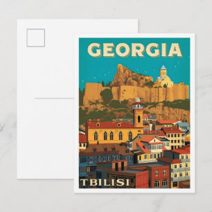 Tbilisi Georgia Vintage Art Travel Postcard