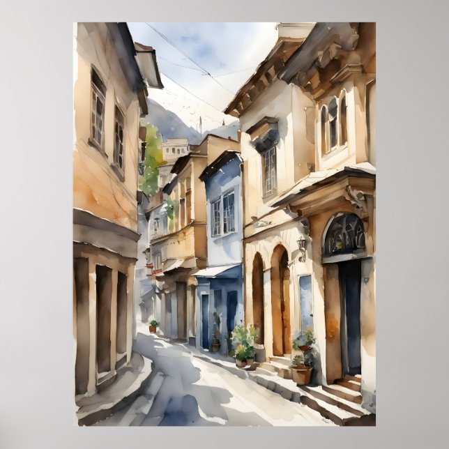 Tbilisi watercolor art poster (Front)