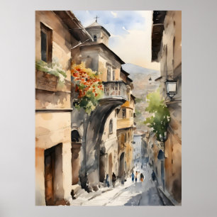 Tbilisi watercolor art poster
