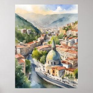 Tbilisi watercolor art poster