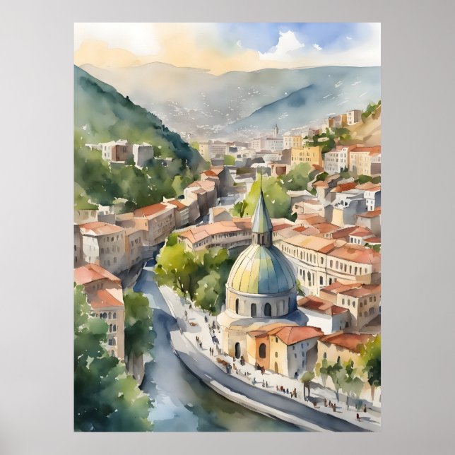 Tbilisi watercolor art poster (Front)