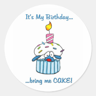 Tbone Birthday cupcake Classic Round Sticker