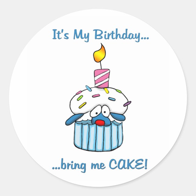 Tbone Birthday cupcake Classic Round Sticker (Front)