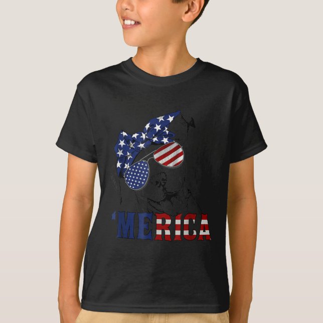 Tbull 4th Of July Merica American Flag Sungles  T-Shirt (Front)